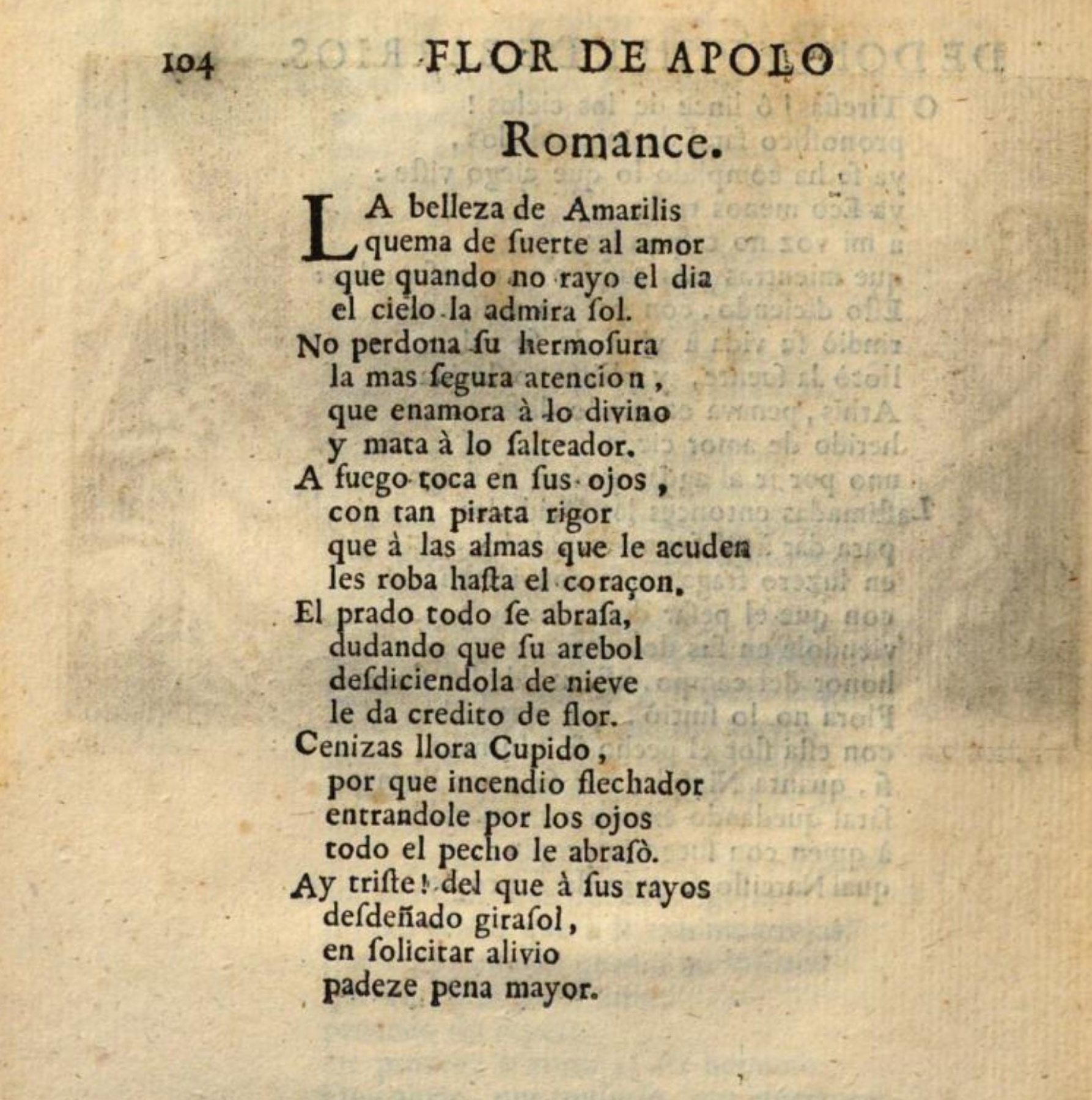 Página 104 de la Flor de Apolo de Miguel de Barrios