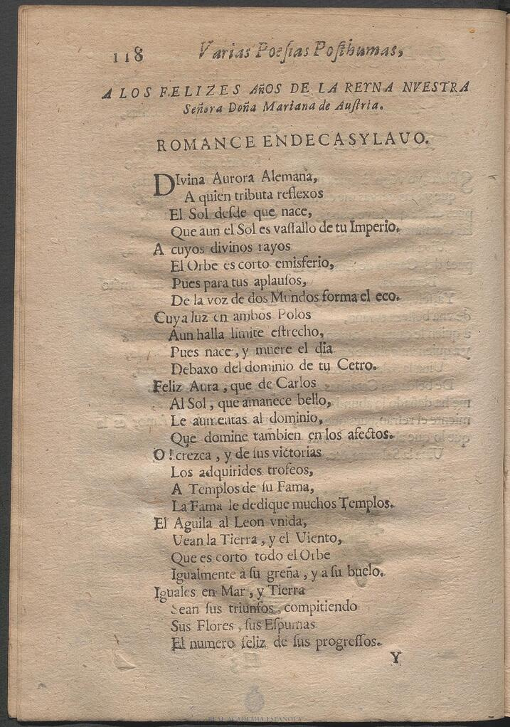 Página 118 del primer volumen de la Cítara de Apolo de Salazar y Torres