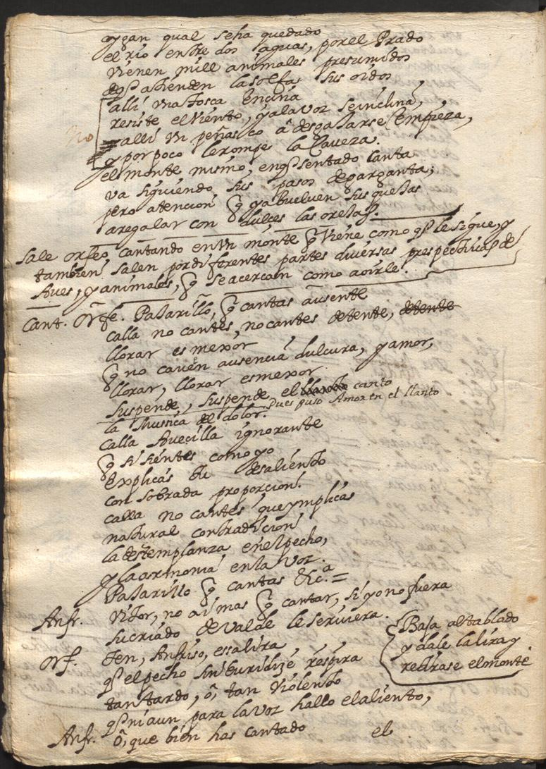 f. 9v del manuscrito E-Mn MSS/16419 que incluye la canción Pajarillo que cantas ausente