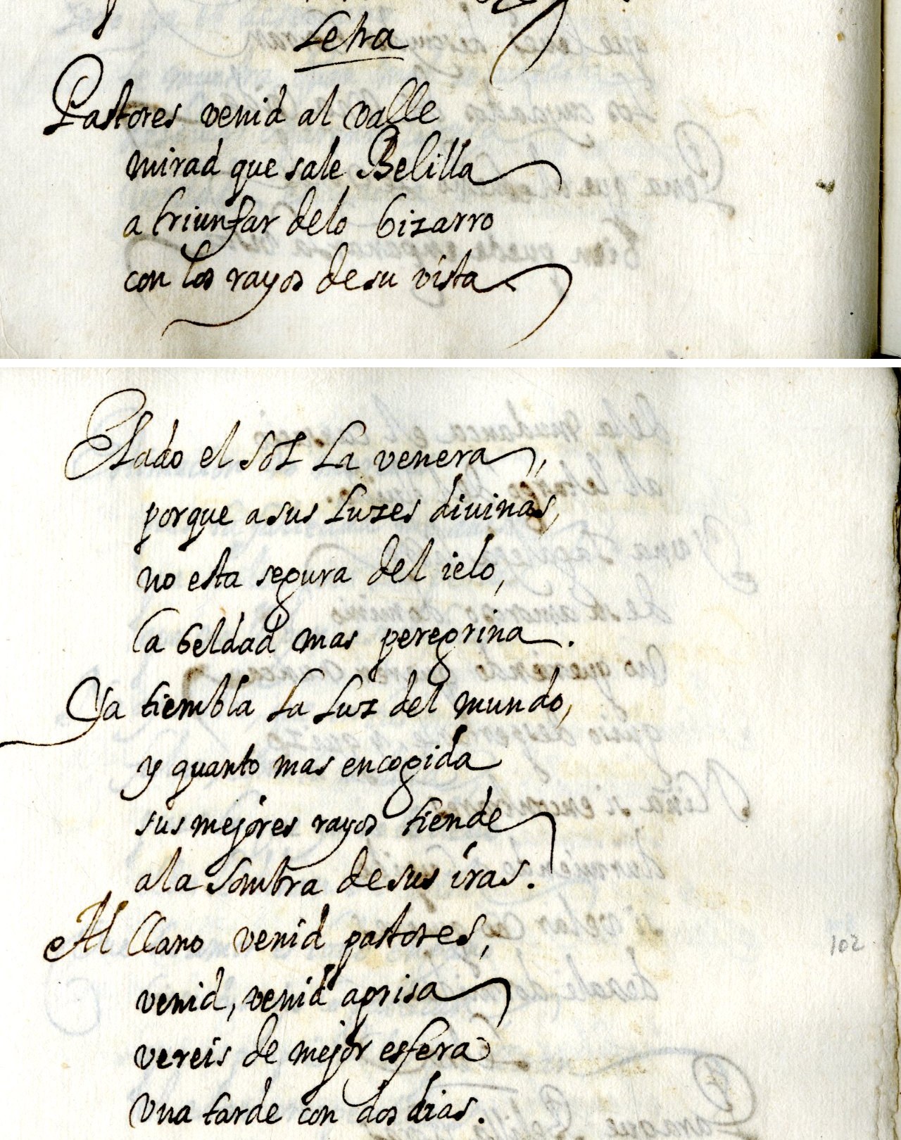 Hispanic Society of America, US-NYhsa B2543, ff. 101v-102r, con las coplas de Que aunque matan sus ojos.