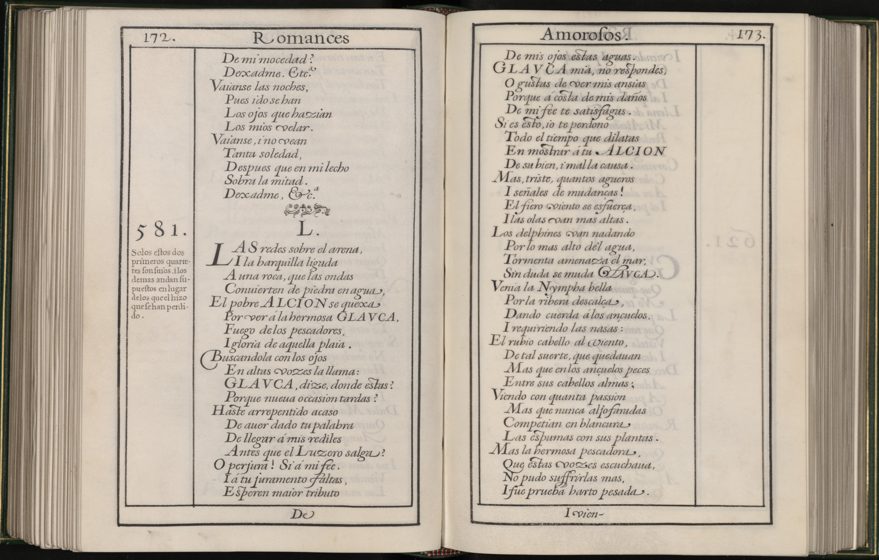 Páginas 172-173 del manuscrito Chacón (E-Mn RES/45<2> V.2), con la fecha «581» y la advertencia sobre la autoría en el margen